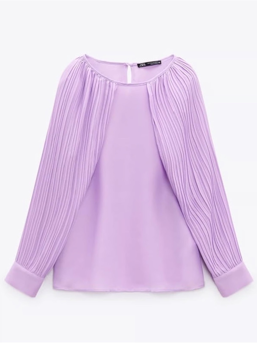 ZARA Lilac Pleated-Sleeve Blouse